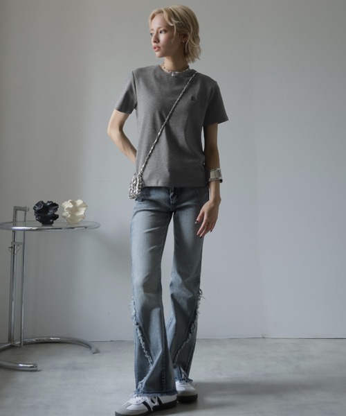 Ulysses(ユリシス)の「ワンポイント刺繍Tシャツ(Tシャツ/カットソー・レディース・ブラック/ホワイト/グレー・L/M)」の6枚目の写真