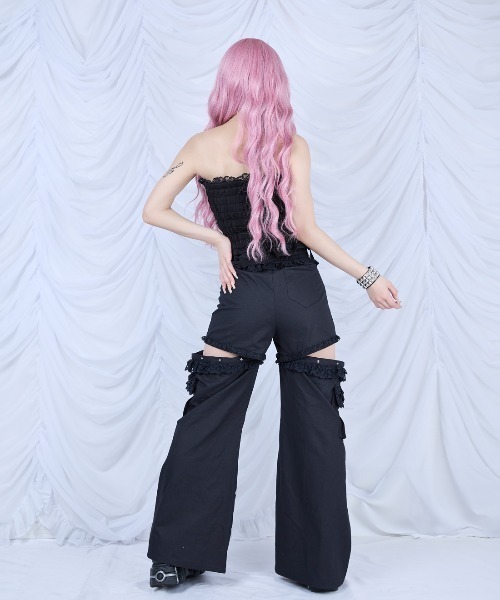 AVENCHUMU(アバンチュウム)の「Metal cord Separate 2way pants(その他パンツ・レディース・ピンク/ブラック・S/M)」の4枚目の写真