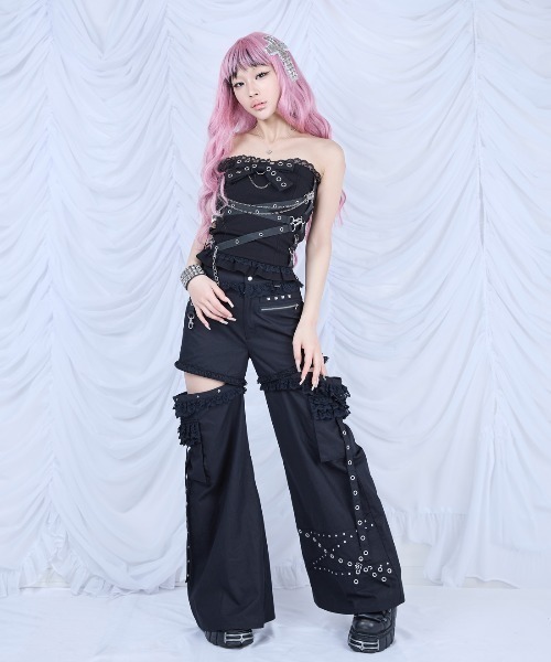 AVENCHUMU(アバンチュウム)の「Metal cord Separate 2way pants(その他パンツ・レディース・ピンク/ブラック・S/M)」の3枚目の写真