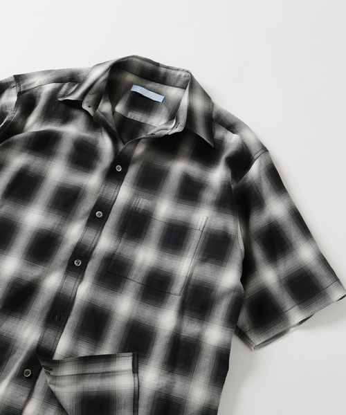 WISM（ウィズム）の「NAMELESSNESS / ネームレスネス Ombre Check SHIRT S/S（シャツ/ブラウス・メンズ・ブラック/サックスブルー・2/3）」の14枚目の写真