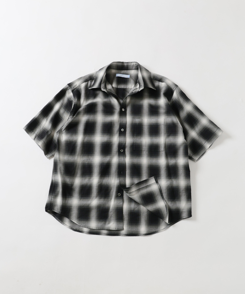 WISM（ウィズム）の「NAMELESSNESS / ネームレスネス Ombre Check SHIRT S/S（シャツ/ブラウス・メンズ・ブラック/サックスブルー・2/3）」の15枚目の写真