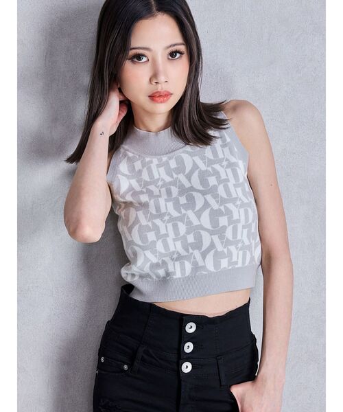 ジャカードロゴテープ スカート(タートルネック スリーブレスニットシャツ) ジャカードロゴテープ スカート(タートルネック スリーブレス