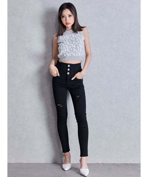 GYDA(ジェイダ)の「GYDAジャカードアメスリニットトップス(ニット/セーター・レディース・オフホワイト/ブラック/ピンク/グレー・FREE)」の14枚目の写真