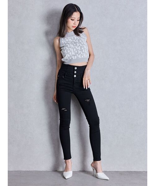 GYDA(ジェイダ)の「GYDAジャカードアメスリニットトップス(ニット/セーター・レディース・オフホワイト/ブラック/ピンク/グレー・FREE)」の15枚目の写真