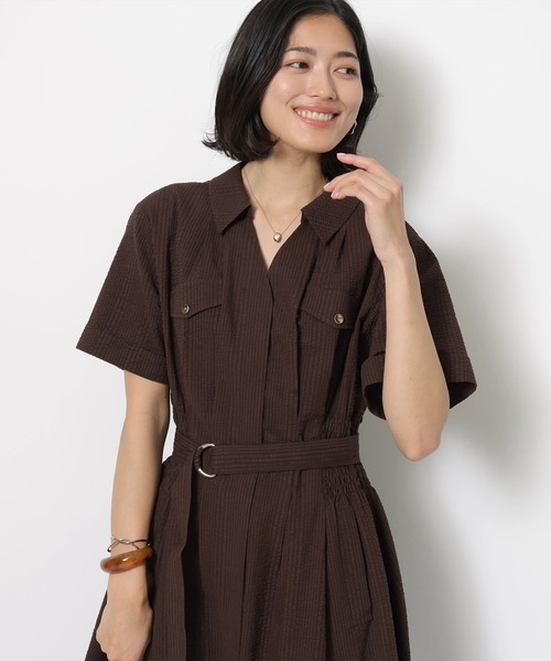 ジャスグリッティー刺繍 シャーリング ロングワンピース シャーリングシャツワンピース（ワンピース）｜JUSGLITTY
