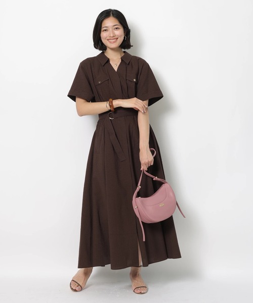 シャーリングシャツワンピース(ワンピース)|JUSGLITTY シャーリングシャツワンピース(ワンピース)|JUSGLITTY