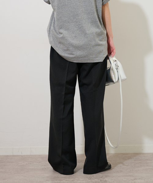 JOURNAL STANDARD relume（ジャーナルスタンダード　レリューム）の「《WEB限定追加6》マットウースフレアタックパンツ（スラックス・レディース・ネイビー/グレー/ブラック・38/36）」の4枚目の写真