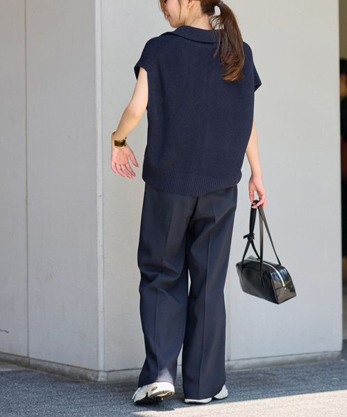 新品 JOURNAL STANDARD relume スムースフレアタックパンツ 追加3》ウォッシャブルサージストレッチタックワイドパンツ