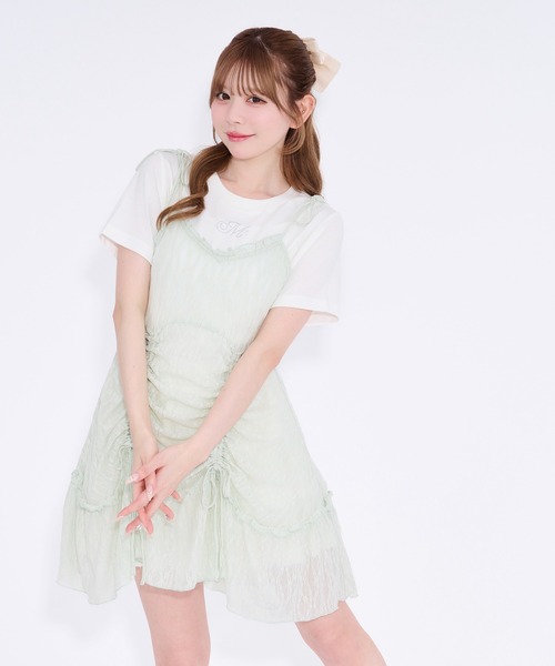 apres jour(アプレジュール)の「レースキャミチュニック(キャミソール・レディース・ベビーピンク/オフホワイト/ミント/ブラック・フリー/X-LARGE)」の3枚目の写真