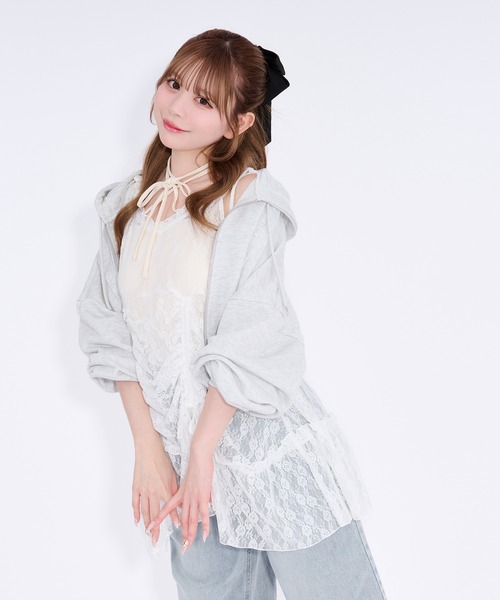 apres jour(アプレジュール)の「レースキャミチュニック(キャミソール・レディース・ベビーピンク/オフホワイト/ミント/ブラック・フリー/X-LARGE)」の6枚目の写真