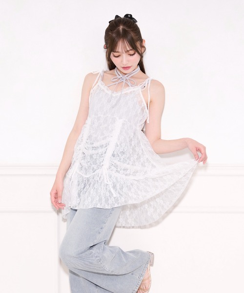 apres jour(アプレジュール)の「レースキャミチュニック(キャミソール・レディース・ベビーピンク/オフホワイト/ミント/ブラック・フリー/X-LARGE)」の8枚目の写真