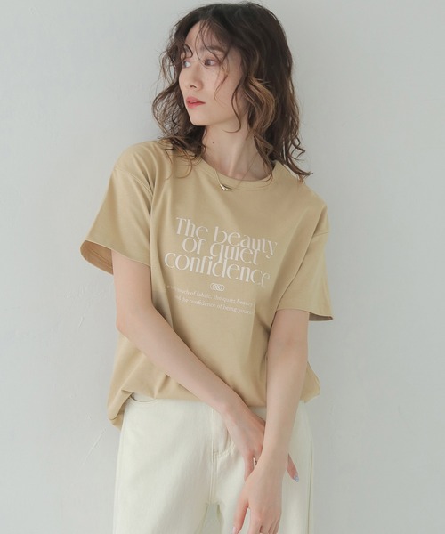 CLEIO(クレイオ)の「【CLEIO】プリントコットンTシャツ PRINTED COTTON T-SHIRT/980-13617(Tシャツ/カットソー・レディース・アイボリー/ベージュ/ネイビー・FREE)」の1枚目の写真