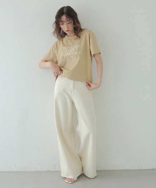 CLEIO(クレイオ)の「【CLEIO】プリントコットンTシャツ PRINTED COTTON T-SHIRT/980-13617(Tシャツ/カットソー・レディース・アイボリー/ベージュ/ネイビー・FREE)」の14枚目の写真