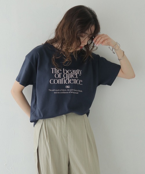 CLEIO(クレイオ)の「【CLEIO】プリントコットンTシャツ PRINTED COTTON T-SHIRT/980-13617(Tシャツ/カットソー・レディース・アイボリー/ベージュ/ネイビー・FREE)」の16枚目の写真