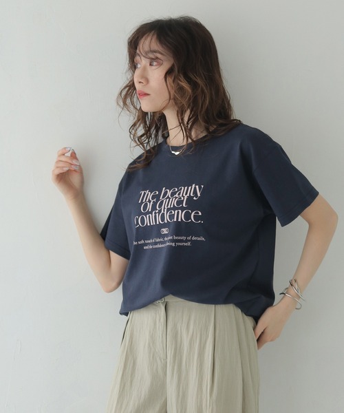 CLEIO(クレイオ)の「【CLEIO】プリントコットンTシャツ PRINTED COTTON T-SHIRT/980-13617(Tシャツ/カットソー・レディース・アイボリー/ベージュ/ネイビー・FREE)」の17枚目の写真