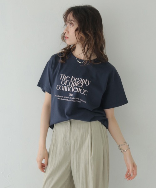 CLEIO(クレイオ)の「【CLEIO】プリントコットンTシャツ PRINTED COTTON T-SHIRT/980-13617(Tシャツ/カットソー・レディース・アイボリー/ベージュ/ネイビー・FREE)」の18枚目の写真