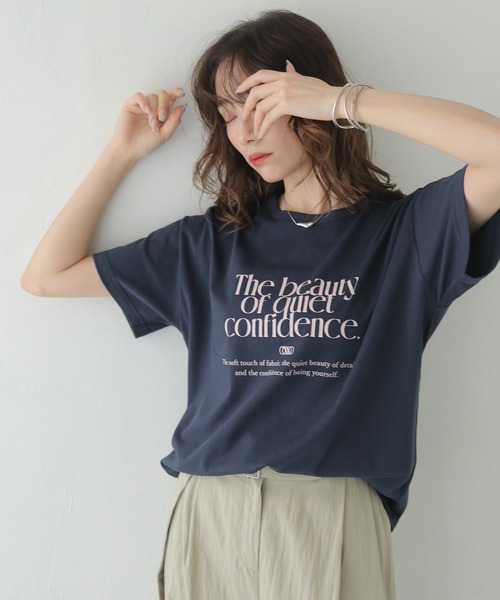 CLEIO(クレイオ)の「【CLEIO】プリントコットンTシャツ PRINTED COTTON T-SHIRT/980-13617(Tシャツ/カットソー・レディース・アイボリー/ベージュ/ネイビー・FREE)」の20枚目の写真