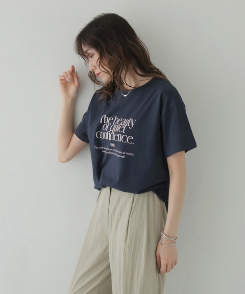 CLEIO(クレイオ)の「【CLEIO】プリントコットンTシャツ PRINTED COTTON T-SHIRT/980-13617(Tシャツ/カットソー・レディース・アイボリー/ベージュ/ネイビー・FREE)」の21枚目の写真