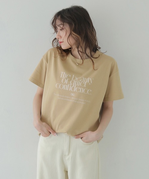CLEIO(クレイオ)の「【CLEIO】プリントコットンTシャツ PRINTED COTTON T-SHIRT/980-13617(Tシャツ/カットソー・レディース・アイボリー/ベージュ/ネイビー・FREE)」の4枚目の写真