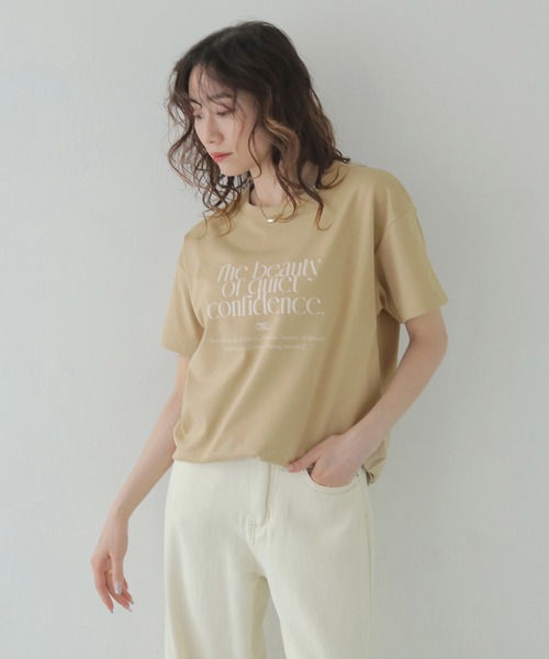 CLEIO(クレイオ)の「【CLEIO】プリントコットンTシャツ PRINTED COTTON T-SHIRT/980-13617(Tシャツ/カットソー・レディース・アイボリー/ベージュ/ネイビー・FREE)」の5枚目の写真