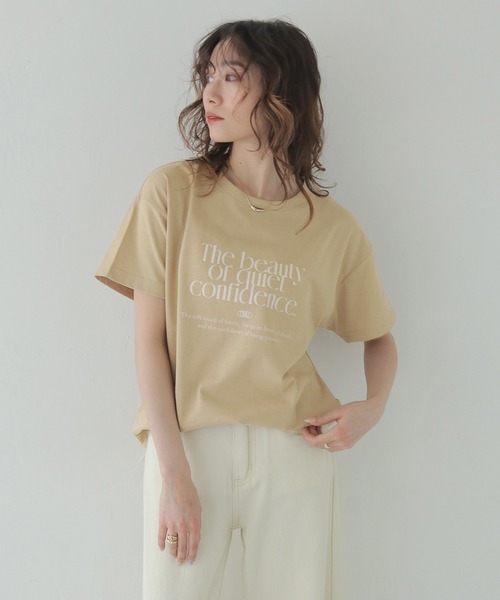 CLEIO(クレイオ)の「【CLEIO】プリントコットンTシャツ PRINTED COTTON T-SHIRT/980-13617(Tシャツ/カットソー・レディース・アイボリー/ベージュ/ネイビー・FREE)」の6枚目の写真