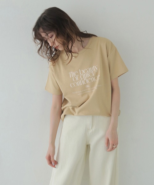 CLEIO(クレイオ)の「【CLEIO】プリントコットンTシャツ PRINTED COTTON T-SHIRT/980-13617(Tシャツ/カットソー・レディース・アイボリー/ベージュ/ネイビー・FREE)」の7枚目の写真