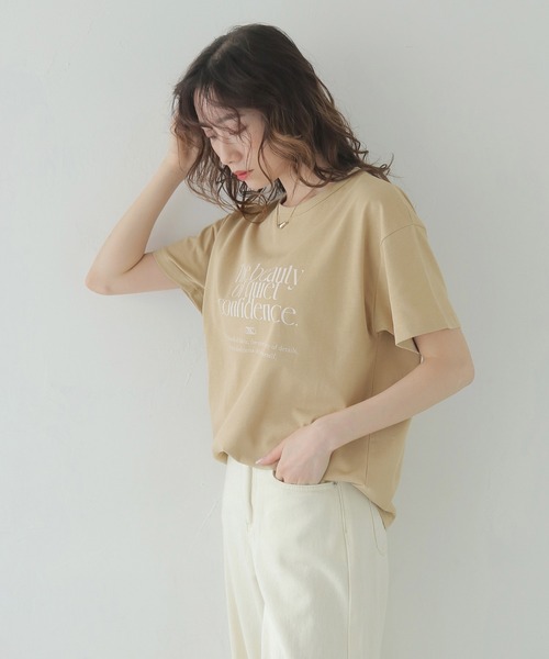 CLEIO(クレイオ)の「【CLEIO】プリントコットンTシャツ PRINTED COTTON T-SHIRT/980-13617(Tシャツ/カットソー・レディース・アイボリー/ベージュ/ネイビー・FREE)」の9枚目の写真