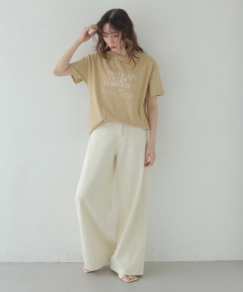 CLEIO(クレイオ)の「【CLEIO】プリントコットンTシャツ PRINTED COTTON T-SHIRT/980-13617(Tシャツ/カットソー・レディース・アイボリー/ベージュ/ネイビー・FREE)」の12枚目の写真