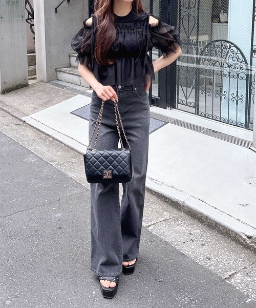 INGNI（イング）の「ノースリニット＋オフショルチュールブラウス／セット（シャツ/ブラウス・レディース・ピンク/オフホワイト/ブラック・M）」の15枚目の写真