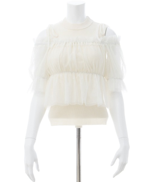 INGNI（イング）の「ノースリニット＋オフショルチュールブラウス／セット（シャツ/ブラウス・レディース・ピンク/オフホワイト/ブラック・M）」の22枚目の写真