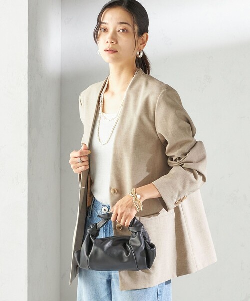 SHIPS(シップス)の「〈手洗い可能〉Asami 麻調合繊 カラー レス ジャケット 2(ノーカラージャケット・レディース・ベージュ系その他・36/38)」の14枚目の写真