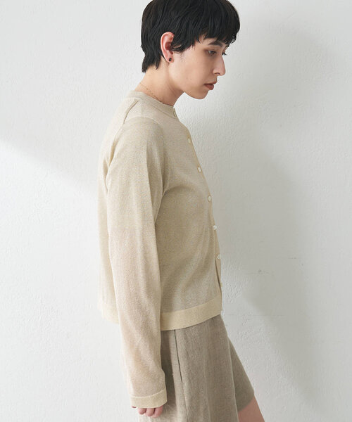 美品 ウィムガゼット コットン素材 ショート丈ざっくりカーディガン くすみピンク ウィムガゼット Whim Gazette ハンドニットカーディガン （pink