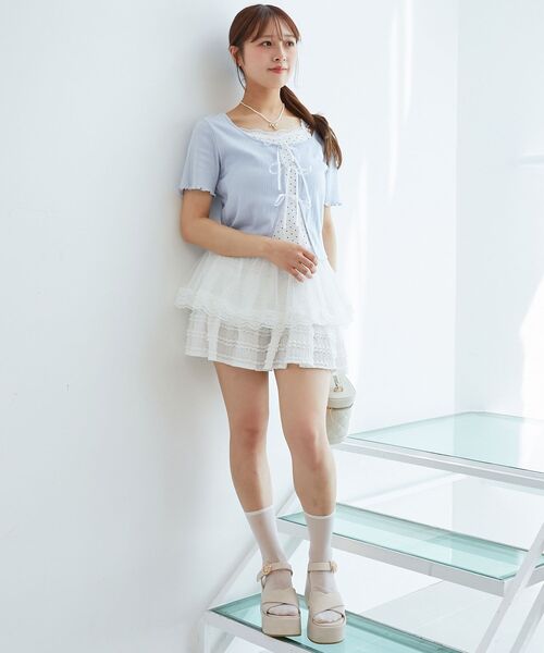 MAJESTIC LEGON(マジェスティックレゴン)の「ペプラムキャミセットカットカーデ(Tシャツ/カットソー・レディース・ブルー系その他4/ホワイト系その他2/アイボリー/ブルー系その他2/レッド系その他2/ホワイト系その他・MEDIUM)」の8枚目の写真