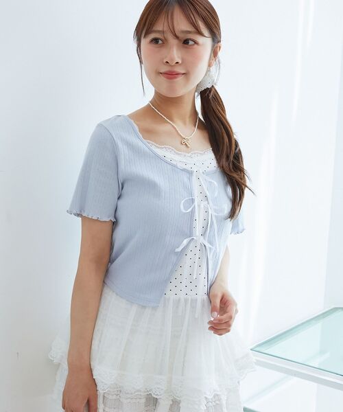 MAJESTIC LEGON(マジェスティックレゴン)の「ペプラムキャミセットカットカーデ(Tシャツ/カットソー・レディース・ブルー系その他4/ホワイト系その他2/アイボリー/ブルー系その他2/レッド系その他2/ホワイト系その他・MEDIUM)」の11枚目の写真