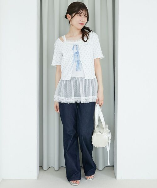 MAJESTIC LEGON(マジェスティックレゴン)の「ペプラムキャミセットカットカーデ(Tシャツ/カットソー・レディース・ブルー系その他4/ホワイト系その他2/アイボリー/ブルー系その他2/レッド系その他2/ホワイト系その他・MEDIUM)」の14枚目の写真