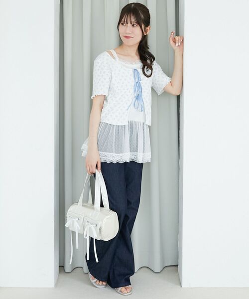 MAJESTIC LEGON(マジェスティックレゴン)の「ペプラムキャミセットカットカーデ(Tシャツ/カットソー・レディース・ブルー系その他4/ホワイト系その他2/アイボリー/ブルー系その他2/レッド系その他2/ホワイト系その他・MEDIUM)」の15枚目の写真