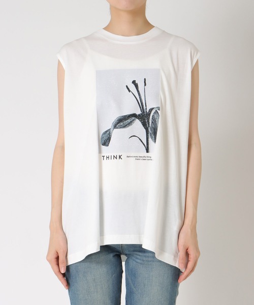 tシャツ フォトプリント ノースリーブTシャツ レディース FRAMeWORK tシャツ Tシャツ フォトプリントノースリT レディース