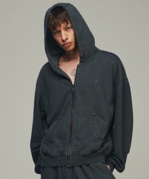 BLR BLUER（ビーエルアールブラー）の「【BLR BLUER】Dyed Circle Logo Over-fit Hoodie Zip-up / 【ビーエルアール ブラー】サイクルロゴオーバーフィットジップアップパーカー（パーカー）」