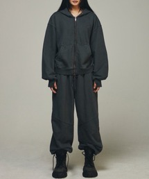 BLR BLUER（ビーエルアールブラー）の「【BLR BLUER】Dyed Circle Logo Over-fit Hoodie Zip-up / 【ビーエルアール ブラー】サイクルロゴオーバーフィットジップアップパーカー（パーカー）」