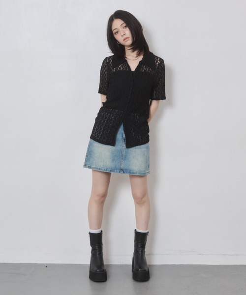 ENVYM（アンビー）の「カットレース衿付き半袖CD（カーディガン/ボレロ・レディース・ブラック/アイボリー・FREE）」の20枚目の写真