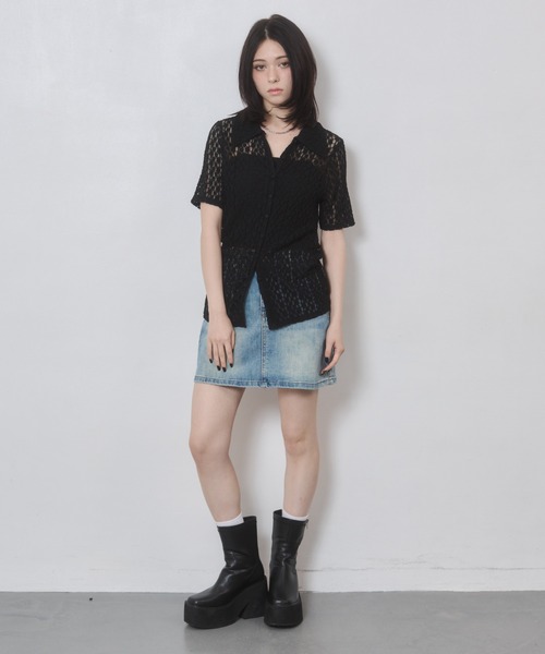 ENVYM（アンビー）の「カットレース衿付き半袖CD（カーディガン/ボレロ・レディース・ブラック/アイボリー・FREE）」の21枚目の写真