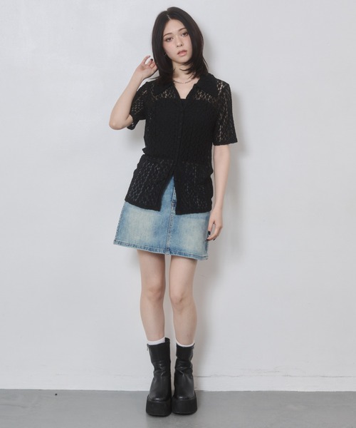 ENVYM（アンビー）の「カットレース衿付き半袖CD（カーディガン/ボレロ・レディース・ブラック/アイボリー・FREE）」の22枚目の写真