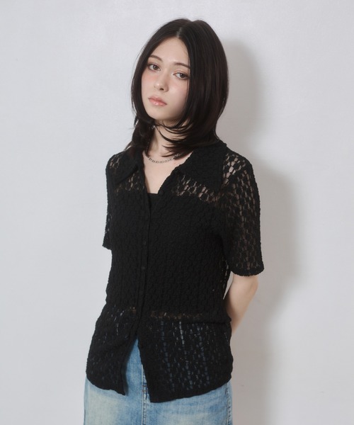 ENVYM（アンビー）の「カットレース衿付き半袖CD（カーディガン/ボレロ・レディース・ブラック/アイボリー・FREE）」の18枚目の写真