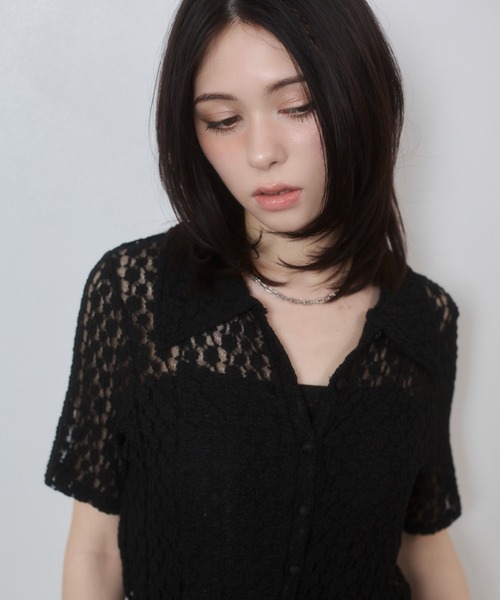 ENVYM（アンビー）の「カットレース衿付き半袖CD（カーディガン/ボレロ・レディース・ブラック/アイボリー・FREE）」の19枚目の写真