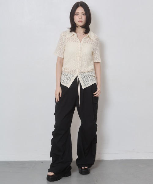 ENVYM（アンビー）の「カットレース衿付き半袖CD（カーディガン/ボレロ・レディース・ブラック/アイボリー・FREE）」の13枚目の写真