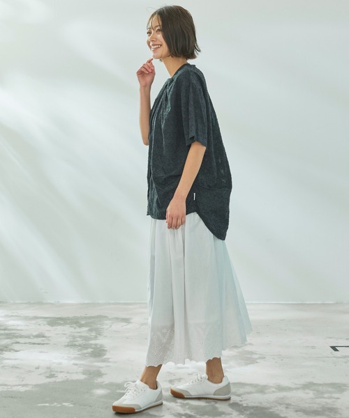 Arnold Palmer（アーノルドパーマー）の「インド綿 裾スカラップ刺繍 スカート（スカート・レディース・チャコールグレー/ホワイト/サックスブルー・S/M/L）」の5枚目の写真