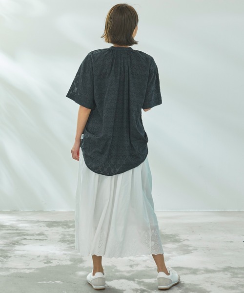 Arnold Palmer（アーノルドパーマー）の「インド綿 裾スカラップ刺繍 スカート（スカート・レディース・チャコールグレー/ホワイト/サックスブルー・S/M/L）」の7枚目の写真