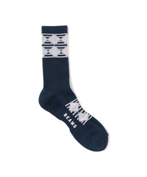 BEAMS（ビームス）の「ボーダー アーガイル　ソックス（ソックス/靴下・メンズ・ブラック/ネイビー/ホワイト・ONE SIZE）」の3枚目の写真