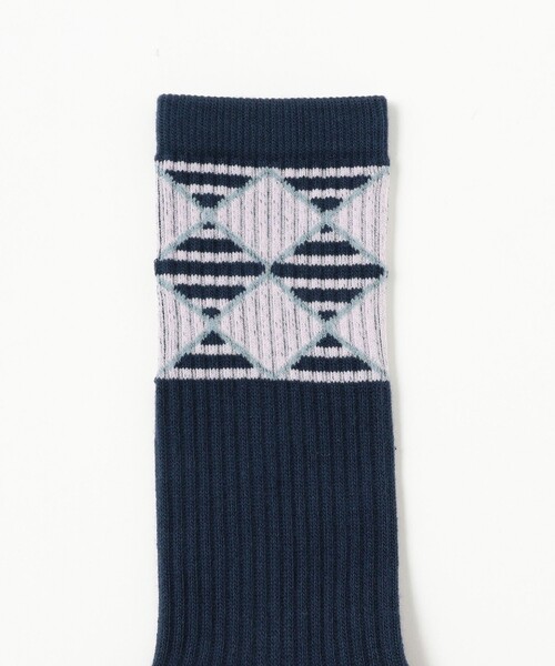 BEAMS（ビームス）の「ボーダー アーガイル　ソックス（ソックス/靴下・メンズ・ブラック/ネイビー/ホワイト・ONE SIZE）」の4枚目の写真