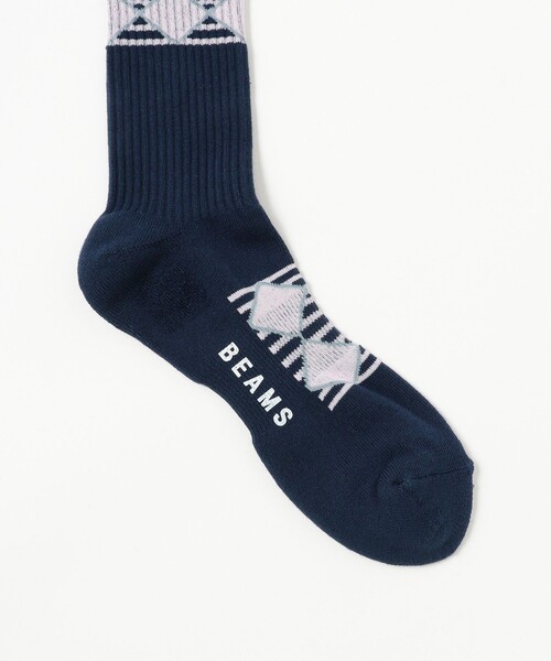 BEAMS（ビームス）の「ボーダー アーガイル　ソックス（ソックス/靴下・メンズ・ブラック/ネイビー/ホワイト・ONE SIZE）」の5枚目の写真